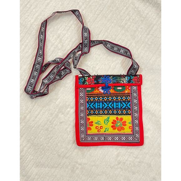 Handmade Crossbody Pouch Purse Hand Embroidered Stitched Boho Bag - Picture 2 of 8